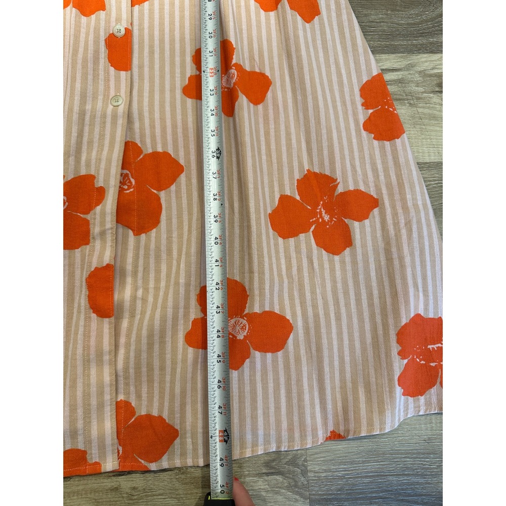Madewell Poppy Floral Stripe Button Front Tie Back Midi Dress Orange XS - Picture 11 of 12
